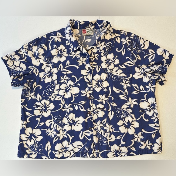 the hawaiian original Tops - Vintage THE Hawaiian Original Hilo Hattie Shirt Womens XL Floral Hibiscus Poplin